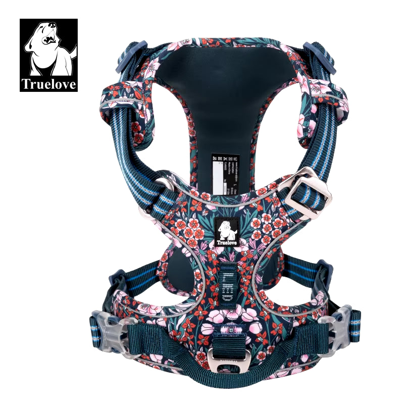 Arnés para Perros sin Tirones Floral — Algodón Transpirable, Tallas XS a XL