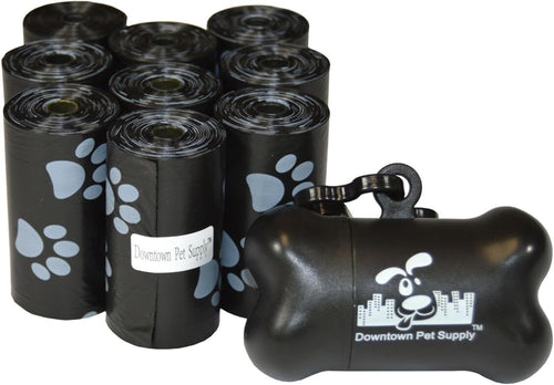 Bolsas para Perros con Dispensador — 180 Unidades, Negro con Huellas
