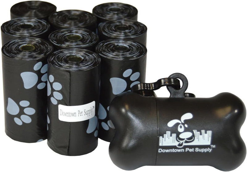 Bolsas para Perros con Dispensador — 180 Unidades, Negro con Huellas