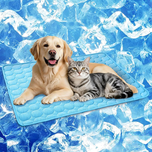 Alfombra Refrescante XL para Perros y Gatos — Lavable, Azul, 101x71cm