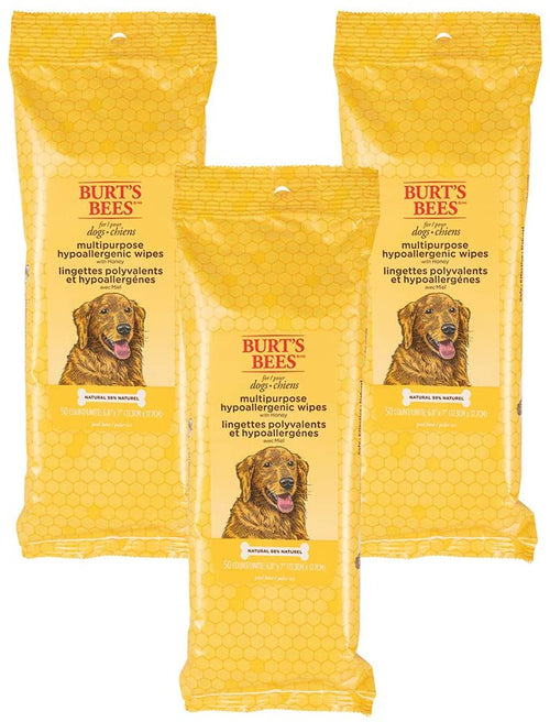 Toallitas para Perros Burt's Bees — Miel, Hipoalergénicas, Pack 3 x 50 unidades