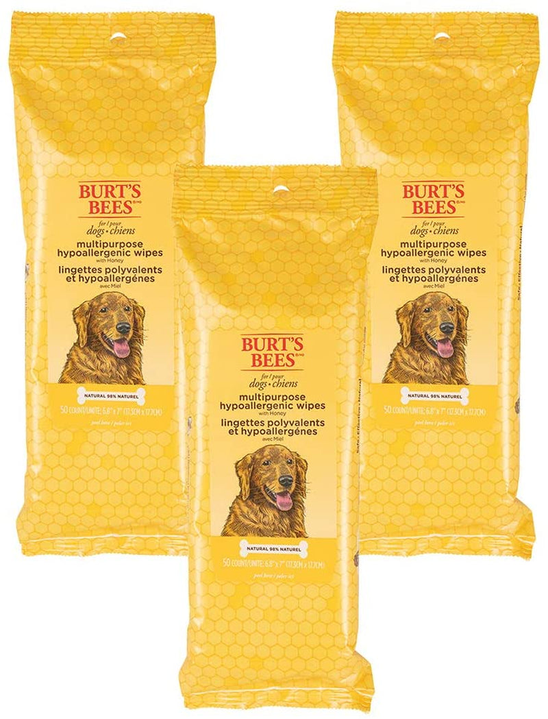 Toallitas para Perros Burt's Bees — Miel, Hipoalergénicas, Pack 3 x 50 unidades