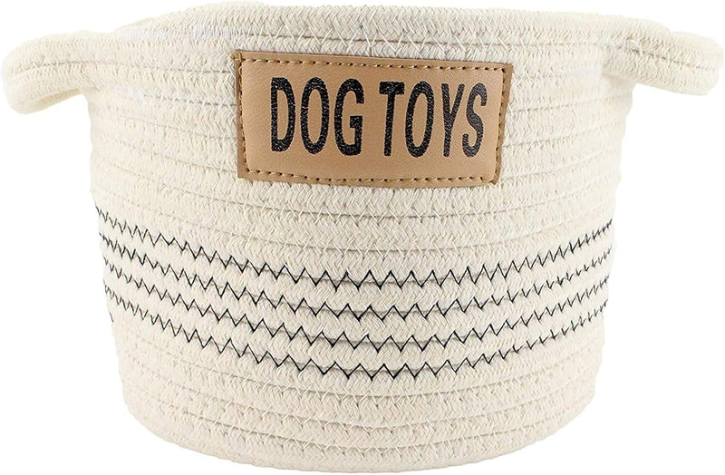 Cesta para Juguetes de Perro — Algodón, Organizadora, Blanca y Gris