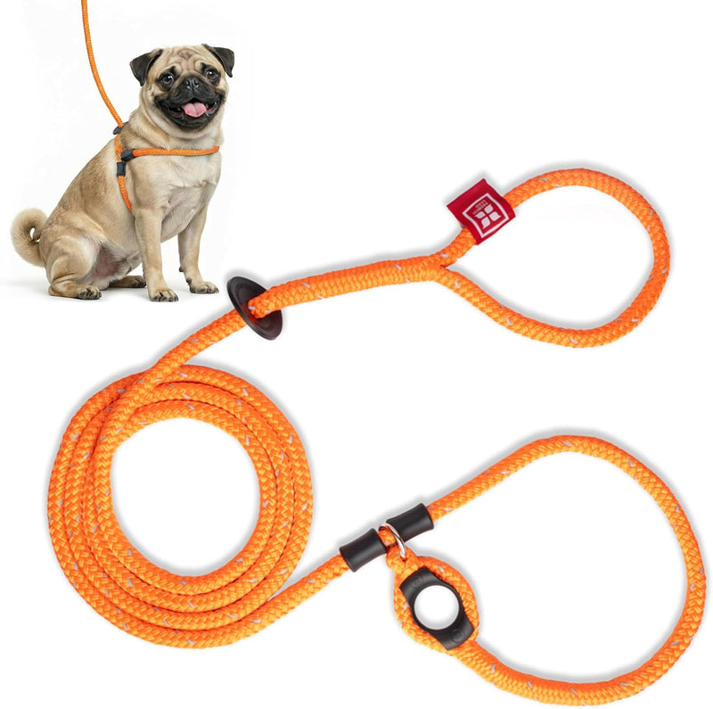 Set Arnés + Correa Antitirones Reflectante para Perros — Naranja, Talla S/M