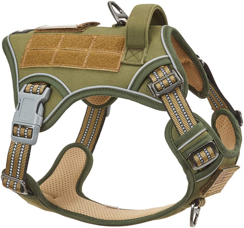 Arnés Táctico para Perros — Antitirones, Verde Militar, Talla M