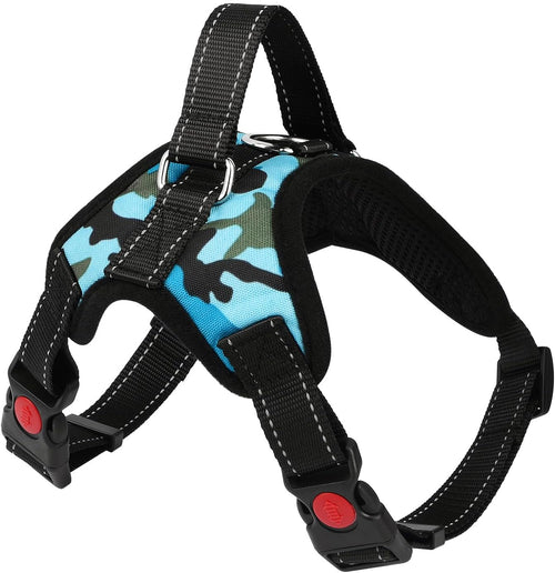 Arnés Acolchado Transpirable para Perros — Azul Camuflaje, Talla L