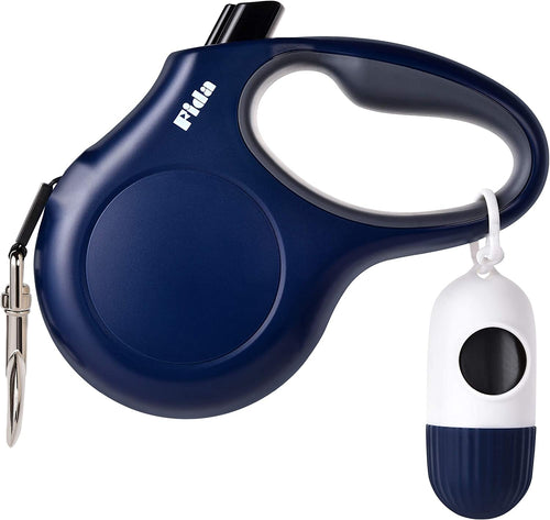 Correa Extensible para Perros 16Ft — Con Dispensador de Bolsas, Azul Navy